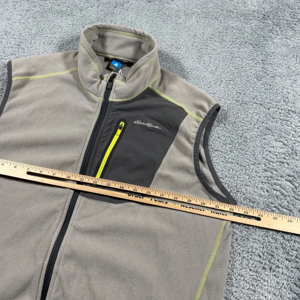 Eddie Bauer First Ascent Mens Large Gray Fleece‎ Full Zip Vest Hiking Outdoor